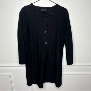 Eileen Fisher 3 Button Stretch Tunic Knit Jacket in Black Womens Small